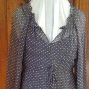 Cynthia Steffe Sheer Gray with Polka Dots, L/S Blouse with Gray Cami, size XS